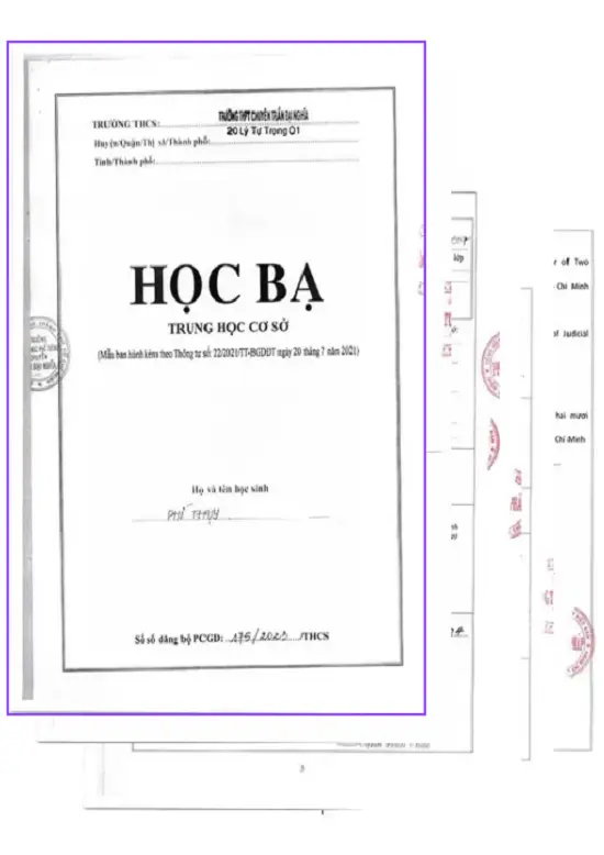 Dịch Thuật Học Bạ Trung Học Cơ sở Bộ dịch thuật công chứng học bạ THCS