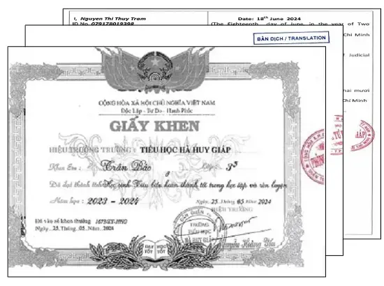 Dịch Thuật Bằng Khen Bô dịch thuật công chứng bằng cấp