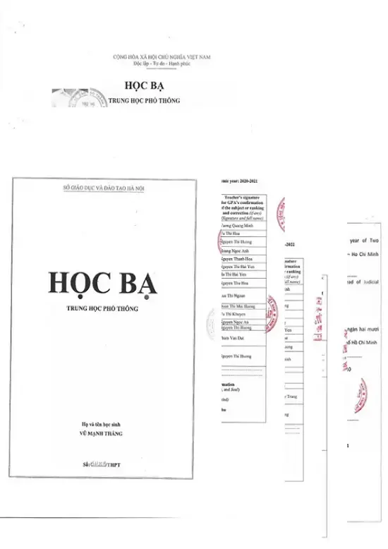 Dịch Thuật Học Bạ Trung Học Phổ Thông Bộ dịch thuật công chứng học bạ THPT